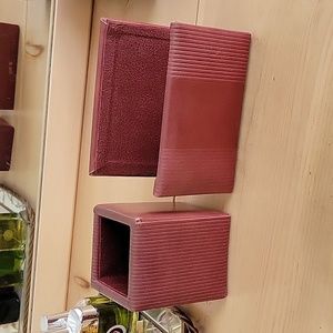 Vintage Leather Matching Pencil Cup and Letter Holder